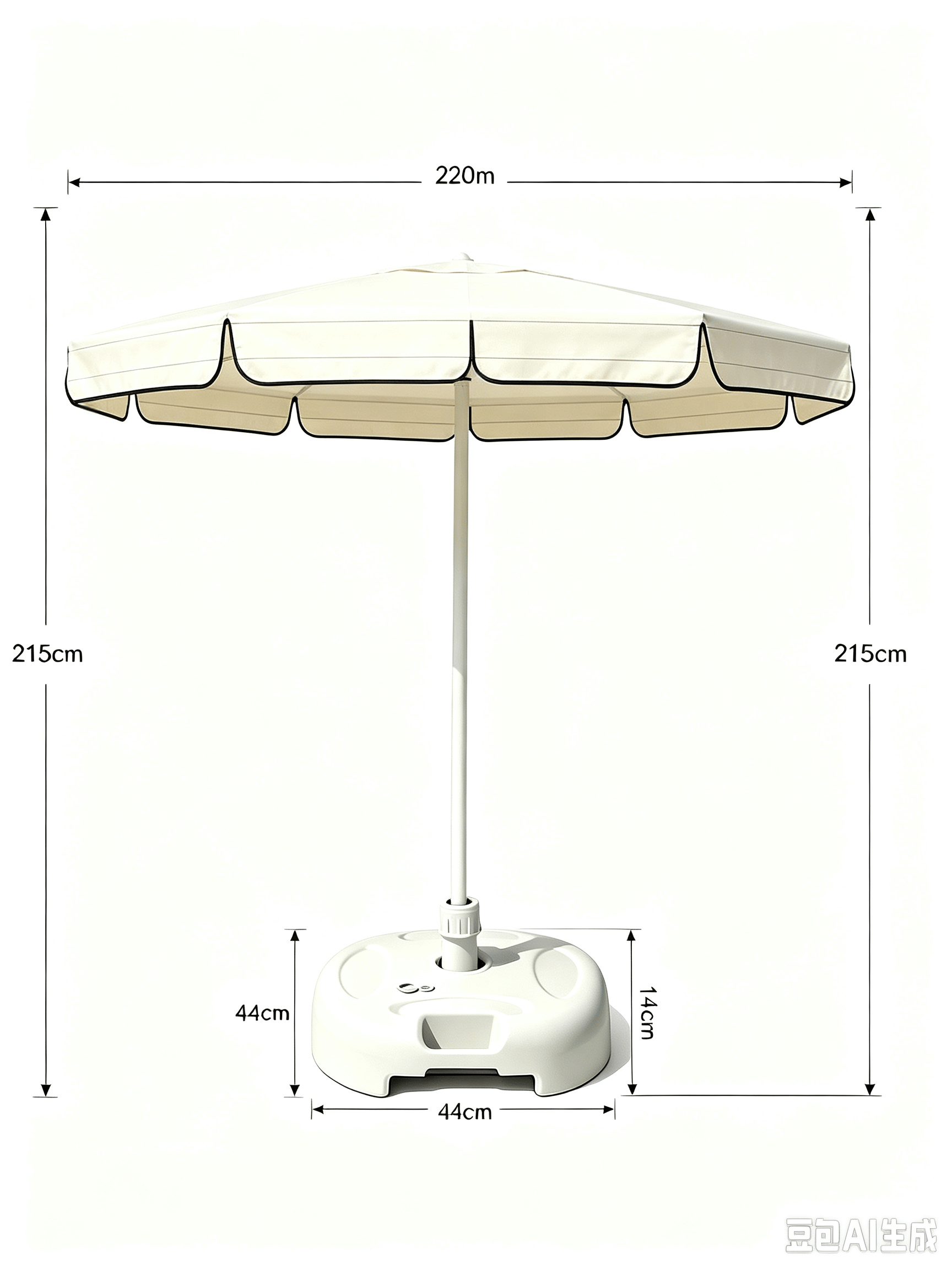 ร่มสนาม BUNISE รุ่น X1002 ขนาด 220CM สีครีมลายริ้วแนวนอน_1